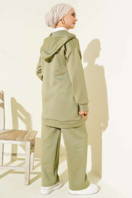Kapüşonlu Fermuarlı Scuba İkili Takım Çağla Yeşili - İkili Takım