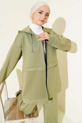 Kapüşonlu Fermuarlı Scuba İkili Takım Çağla Yeşili - Scuba Ürünler