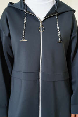 Kapüşonlu Fermuarlı Scuba İkili Takım Füme - İkili Takım