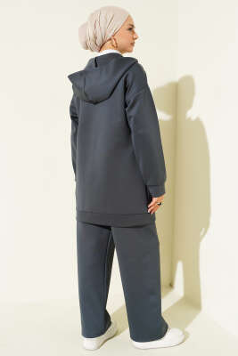 Kapüşonlu Fermuarlı Scuba İkili Takım Füme - Scuba Ürünler