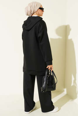 Kapüşonlu Fermuarlı Scuba İkili Takım Siyah - Scuba Ürünler