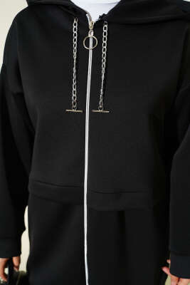 Kapüşonlu Fermuarlı Scuba İkili Takım Siyah - Scuba Ürünler