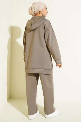 Kapüşonlu Fermuarlı Scuba İkili Takım Vizon - Scuba Ürünler