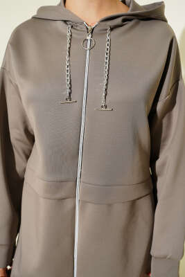 Kapüşonlu Fermuarlı Scuba İkili Takım Vizon - Scuba Ürünler