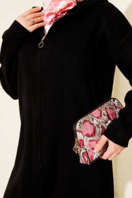 Kapüşonlu Fermuarlı Triko İkili Takım Siyah - İkili Takım