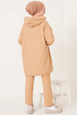 Kapüşonlu Gabardin İkili Takım Camel - İKİLİ TAKIM