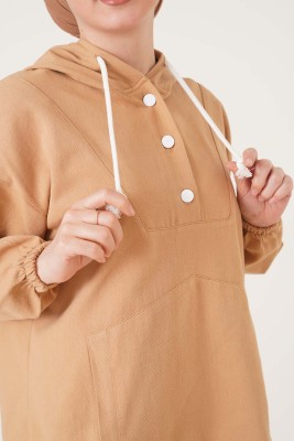 Kapüşonlu Gabardin İkili Takım Camel - İKİLİ TAKIM
