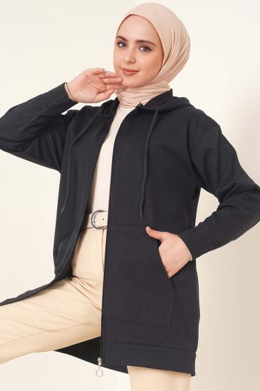 Kapüşonlu Hırka Antrasit - Hırka