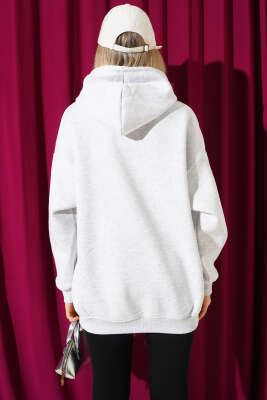 Kapüşonlu Kanguru Cepli Sweatshirt Gri - Kadın Giyim Modelleri