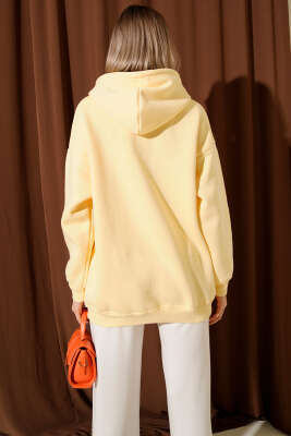 Kapüşonlu Kanguru Cepli Sweatshirt Lime - Kadın Giyim Modelleri