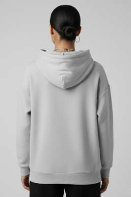Kapüşonlu Kanguru Cepli Sweatshirt Melanj Gri - Kadın Giyim Modelleri