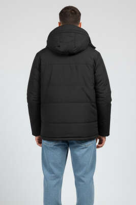 Kapüşonlu Kaz Tüyü Erkek Mont Siyah - Erkek Mont