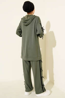 Kapüşonlu Kurdele Detaylı Loyşa İkili Takım Haki - İkili Takım