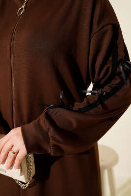 Kapüşonlu Kurdele Detaylı Loyşa İkili Takım Kahve - İkili Takım