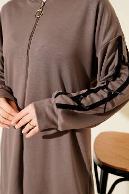 Kapüşonlu Kurdele Detaylı Loyşa İkili Takım Vizon - İkili Takım