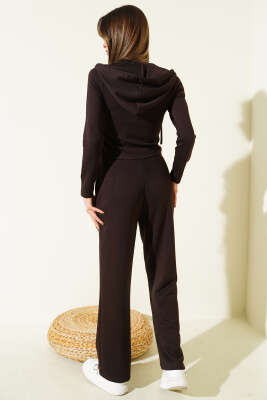 Kapüşonlu Loyşa İkili Takım Acı Kahve - Kadın Giyim Modelleri