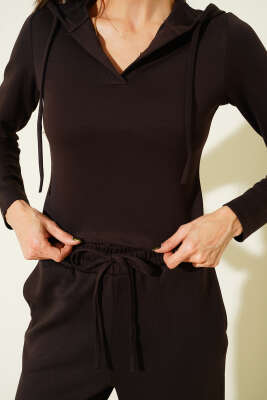 Kapüşonlu Loyşa İkili Takım Acı Kahve - Kadın Giyim Modelleri