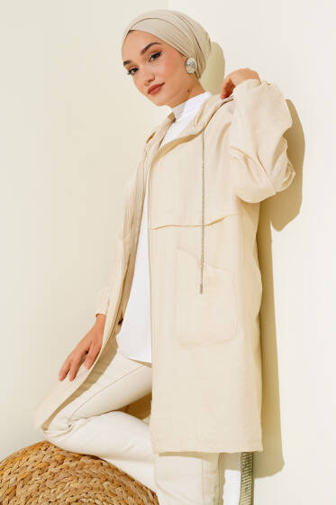 Kapüşonlu Önü Cepli Kap Taş - Tunik