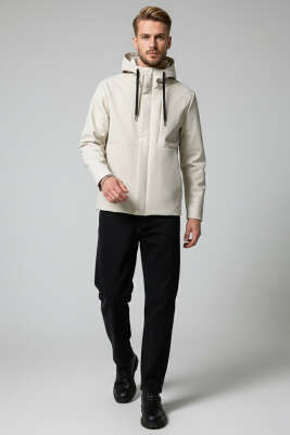 Kapüşonlu Oversize Basic Erkek Mont Taş - Erkek Mont
