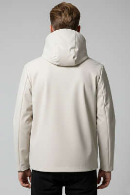 Kapüşonlu Oversize Basic Erkek Mont Taş - Erkek Mont