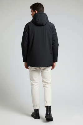 Kapüşonlu Oversize Erkek Mont Siyah - Erkek Mont