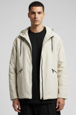 Kapüşonlu Oversize Erkek Mont Taş - BY MAMİ