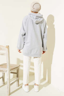 Kapüşonlu Oversize Sweat Gri - Tunik