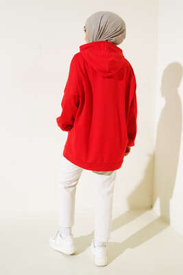Kapüşonlu Oversize Sweat Kırmızı - 100-300 TL Ürünler