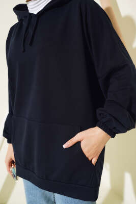 Kapüşonlu Oversize Sweat Lacivert - 100-300 TL Ürünler