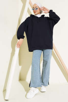 Kapüşonlu Oversize Sweat Lacivert - 100-300 TL Ürünler