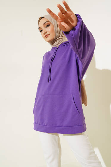 Kapüşonlu Oversize Sweat Mor - 100-300 TL Ürünler
