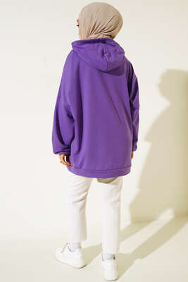 Kapüşonlu Oversize Sweat Mor - 100-300 TL Ürünler