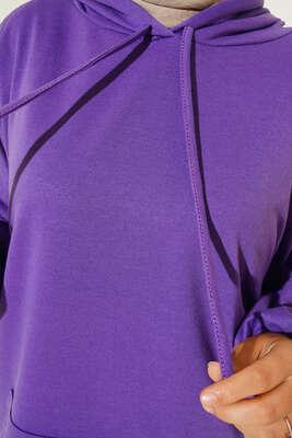 Kapüşonlu Oversize Sweat Mor - Yılın Fırsatı