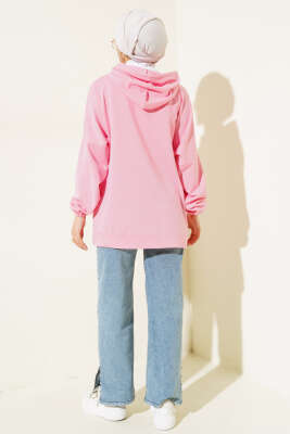 Kapüşonlu Oversize Sweat Pembe - Tunik