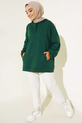 Kapüşonlu Oversize Sweat Zümrüt - 100-300 TL Ürünler
