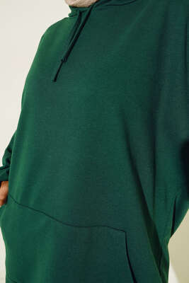 Kapüşonlu Oversize Sweat Zümrüt - Yılın Fırsatı