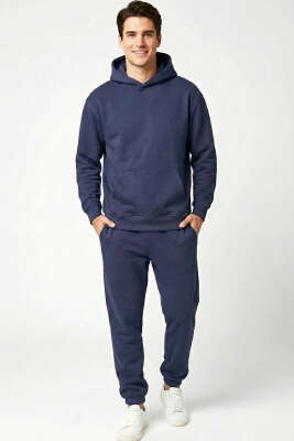 Kapüşonlu Paça Lastikli Eşofman Takımı Füme 