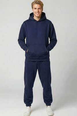 Kapüşonlu Paça Lastikli Eşofman Takımı Lacivert - ELFİDA TEKSTİL