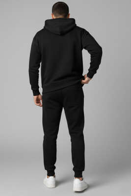 Kapüşonlu Paça Lastikli Eşofman Takımı Siyah - Yeni Erkek Giyim