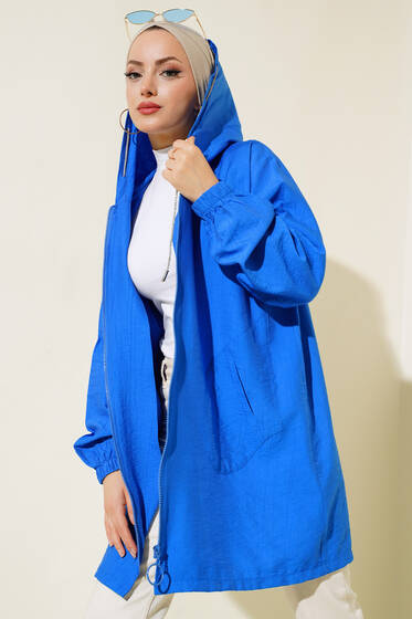 Kapüşonlu Simli Kap Saks - Trençkot