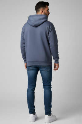 Kapüşonlu Üç İplik Sweatshirt Füme - Erkek Sweatshirt