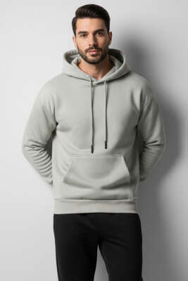 Kapüşonlu Üç İplik Sweatshirt Gri - WİPEOUT