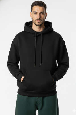 Kapüşonlu Üç İplik Sweatshirt Siyah - WİPEOUT