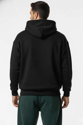 Kapüşonlu Üç İplik Sweatshirt Siyah - Tek Kalanlar
