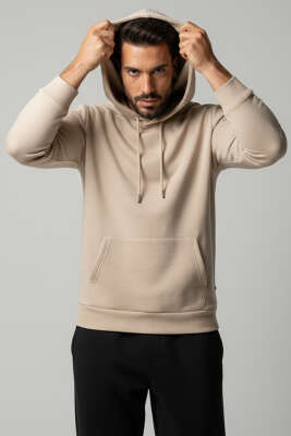 Kapüşonlu Üç İplik Sweatshirt Taş - WİPEOUT