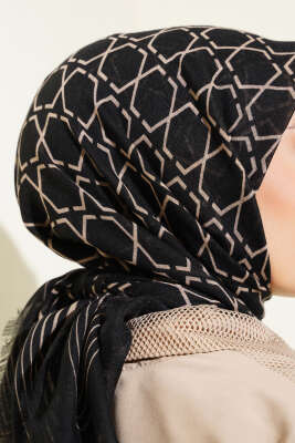 Karamel Serisi Flamu Cotton Eşarp Geometri Desen - Başörtüsü