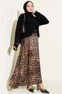 Kare Ajurlu Triko Kazak Siyah - Triko Kazak