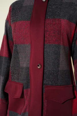 Kare Desen Garnili Kap Bordo - Dış Giyim&Mont