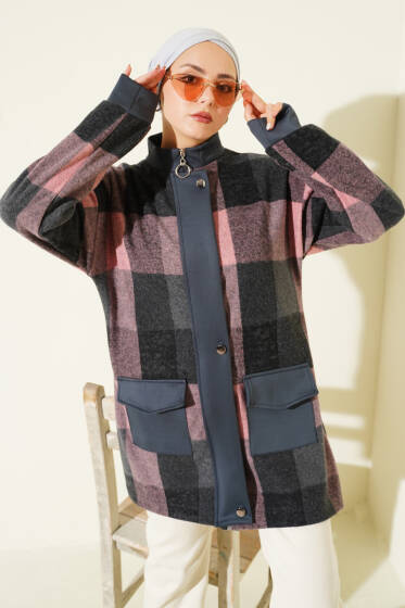 Kare Desen Garnili Kap Füme - Dış Giyim&Mont