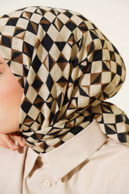 Kare Desen Mio Eşarp Bej - Başörtüsü